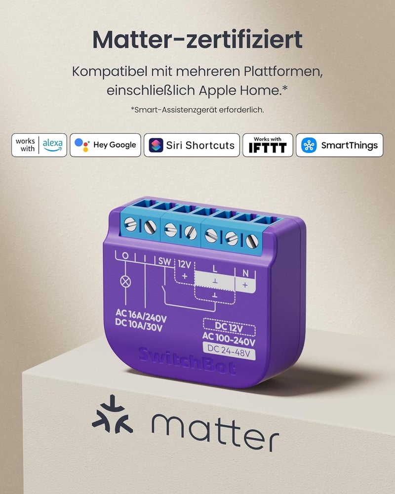 SwitchBot مفتاح واي فاي 1 (عبوة من 2) متوافق مع أليكسا/أبل هوم/جوجل هوم، وحدة مفتاح قياس الطاقة مع مكرر بلوتوث مدمج وموصل جاف، واي فاي 2.4 جيجاهرتز، 16 أمبير - Image 3